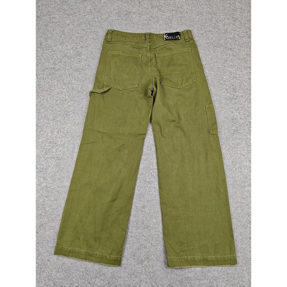 Delias Pants Teens Medium Green Carpenter Cotton Twill Straight Leg Casual - Picture 5 of 10